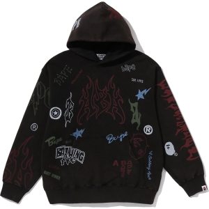 ALLOVER PRINT RELAXED FIT PULLOVER HOODIE MENS