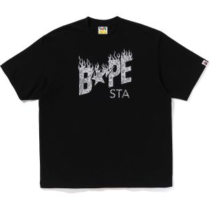 WILD LEOPARD PATTERN BAPE STA LOGO RELAXED FIT TEE MENS